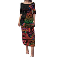 New Caledonia Christmas Family Matching Puletasi and Hawaiian Shirt Seashell Xmas Tree Tribal Waves - Polynesian Pride