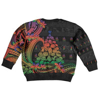New Caledonia Christmas Kid Ugly Christmas Sweater Seashell Xmas Tree Tribal Waves - Polynesian Pride