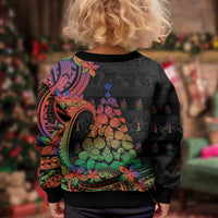 New Caledonia Christmas Kid Ugly Christmas Sweater Seashell Xmas Tree Tribal Waves - Polynesian Pride