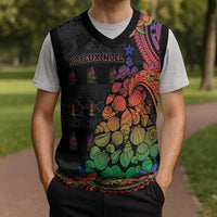 New Caledonia Christmas Knitted V-Neck Vest Seashell Xmas Tree Tribal Waves - Polynesian Pride