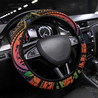 New Caledonia Christmas Steering Wheel Cover Seashell Xmas Tree Tribal Waves - Polynesian Pride