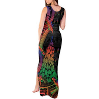New Caledonia Christmas Tank Maxi Dress Seashell Xmas Tree Tribal Waves - Polynesian Pride