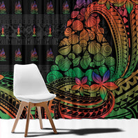 New Caledonia Christmas Window Curtain Seashell Xmas Tree Tribal Waves - Polynesian Pride