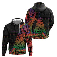New Caledonia Christmas Zip Hoodie Seashell Xmas Tree Tribal Waves - Polynesian Pride