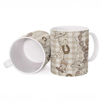 Hawaii Palaka Cowboy Ceramic Mug Shell Maile Lei With Western Patterns - Polynesian Pride