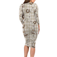 Hawaii Palaka Cowboy Family Matching Long Sleeve Bodycon Dress and Hawaiian Shirt Shell Maile Lei With Western Patterns DT05 - Polynesian Pride
