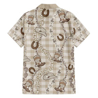 Hawaii Palaka Cowboy Family Matching Off Shoulder Short Dress and Hawaiian Shirt Shell Maile Lei With Western Patterns DT05 - Polynesian Pride