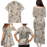 Hawaii Palaka Cowboy Family Matching Puletasi and Hawaiian Shirt Shell Maile Lei With Western Patterns DT05 - Polynesian Pride