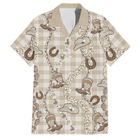 Hawaii Palaka Cowboy Family Matching Short Sleeve Bodycon Dress and Hawaiian Shirt Shell Maile Lei With Western Patterns DT05 Dad's Shirt - Short Sleeve Beige - Polynesian Pride