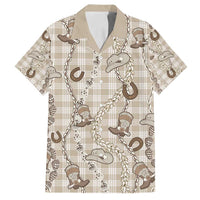 Hawaii Palaka Cowboy Family Matching Summer Maxi Dress and Hawaiian Shirt Shell Maile Lei With Western Patterns DT05 Dad's Shirt - Short Sleeve Beige - Polynesian Pride
