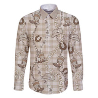 Hawaii Palaka Cowboy Family Matching Summer Maxi Dress and Hawaiian Shirt Shell Maile Lei With Western Patterns DT05 Dad's Shirt - Long Sleeve Beige - Polynesian Pride