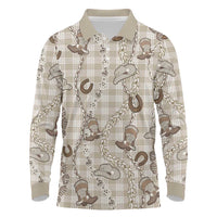 Hawaii Palaka Cowboy Long Sleeve Polo Shirt Shell Maile Lei With Western Patterns - Polynesian Pride