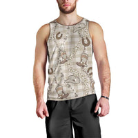 Hawaii Palaka Cowboy Men Tank Top Shell Maile Lei With Western Patterns - Polynesian Pride