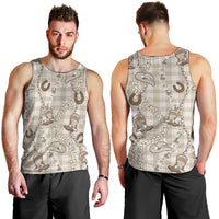 Hawaii Palaka Cowboy Men Tank Top Shell Maile Lei With Western Patterns - Polynesian Pride