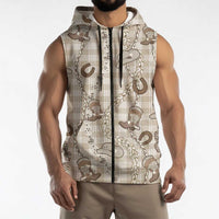 Hawaii Palaka Cowboy Sleeveless Zip Hoodie Shell Maile Lei With Western Patterns - Polynesian Pride
