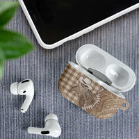 Beige Hawaii Palaka Cowboy Turtle AirPods Case Hawaiian Paniolo Puakenikeni Maile Lei - Polynesian Pride