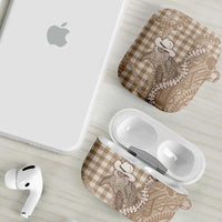 Beige Hawaii Palaka Cowboy Turtle AirPods Case Hawaiian Paniolo Puakenikeni Maile Lei - Polynesian Pride