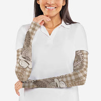 Beige Hawaii Palaka Cowboy Turtle Arm Sleeves Hawaiian Paniolo Puakenikeni Maile Lei DT05 - Polynesian Pride