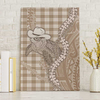Beige Hawaii Palaka Cowboy Turtle Canvas Wall Art Hawaiian Paniolo Puakenikeni Maile Lei - Polynesian Pride