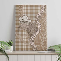 Beige Hawaii Palaka Cowboy Turtle Canvas Wall Art Hawaiian Paniolo Puakenikeni Maile Lei - Polynesian Pride