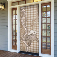 Beige Hawaii Palaka Cowboy Turtle Door Cover Hawaiian Paniolo Puakenikeni Maile Lei - Polynesian Pride