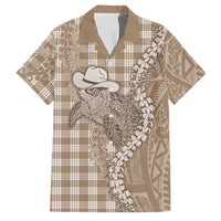 Beige Hawaii Palaka Cowboy Turtle Family Matching Off Shoulder Short Dress and Hawaiian Shirt Hawaiian Paniolo Puakenikeni Maile Lei DT05 Dad's Shirt - Short Sleeve Beige - Polynesian Pride