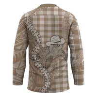 Beige Hawaii Palaka Cowboy Turtle Hockey Jersey Hawaiian Paniolo Puakenikeni Maile Lei DT05 - Polynesian Pride