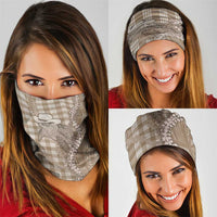 Beige Hawaii Palaka Cowboy Turtle Neck Gaiter Hawaiian Paniolo Puakenikeni Maile Lei - Polynesian Pride
