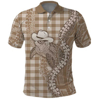 Beige Hawaii Palaka Cowboy Turtle Polo Shirt Hawaiian Paniolo Puakenikeni Maile Lei DT05 Beige - Polynesian Pride