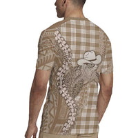 Beige Hawaii Palaka Cowboy Turtle Rugby Jersey Hawaiian Paniolo Puakenikeni Maile Lei DT05 - Polynesian Pride