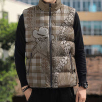Beige Hawaii Palaka Cowboy Turtle Sleeveless Puffer Jacket Hawaiian Paniolo Puakenikeni Maile Lei - Polynesian Pride