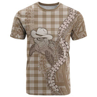 Beige Hawaii Palaka Cowboy Turtle T Shirt Hawaiian Paniolo Puakenikeni Maile Lei DT05 Beige - Polynesian Pride