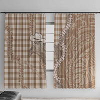 Beige Hawaii Palaka Cowboy Turtle Window Curtain Hawaiian Paniolo Puakenikeni Maile Lei - Polynesian Pride