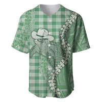 Green Hawaii Palaka Cowboy Turtle Baseball Jersey Hawaiian Paniolo Puakenikeni Maile Lei DT05 Green - Polynesian Pride