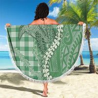 Green Hawaii Palaka Cowboy Turtle Beach Blanket Hawaiian Paniolo Puakenikeni Maile Lei - Polynesian Pride