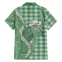 Green Hawaii Palaka Cowboy Turtle Hawaiian Shirt Hawaiian Paniolo Puakenikeni Maile Lei DT05 - Polynesian Pride