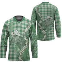Green Hawaii Palaka Cowboy Turtle Hockey Jersey Hawaiian Paniolo Puakenikeni Maile Lei DT05 - Polynesian Pride