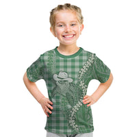 Green Hawaii Palaka Cowboy Turtle Kid T Shirt Hawaiian Paniolo Puakenikeni Maile Lei DT05 Green - Polynesian Pride