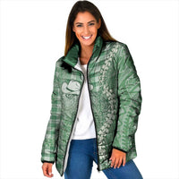 Green Hawaii Palaka Cowboy Turtle Padded Jacket Hawaiian Paniolo Puakenikeni Maile Lei - Polynesian Pride