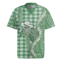 Green Hawaii Palaka Cowboy Turtle Rugby Jersey Hawaiian Paniolo Puakenikeni Maile Lei DT05 Green - Polynesian Pride