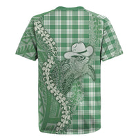 Green Hawaii Palaka Cowboy Turtle Rugby Jersey Hawaiian Paniolo Puakenikeni Maile Lei DT05 - Polynesian Pride