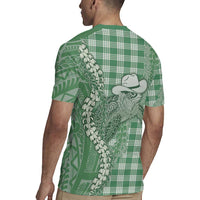 Green Hawaii Palaka Cowboy Turtle Rugby Jersey Hawaiian Paniolo Puakenikeni Maile Lei DT05 - Polynesian Pride