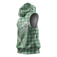 Green Hawaii Palaka Cowboy Turtle Sleeveless Hoodie Hawaiian Paniolo Puakenikeni Maile Lei - Polynesian Pride