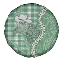 Green Hawaii Palaka Cowboy Turtle Spare Tire Cover Hawaiian Paniolo Puakenikeni Maile Lei - Polynesian Pride