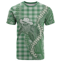 Green Hawaii Palaka Cowboy Turtle T Shirt Hawaiian Paniolo Puakenikeni Maile Lei DT05 Green - Polynesian Pride