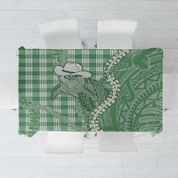 Green Hawaii Palaka Cowboy Turtle Tablecloth Hawaiian Paniolo Puakenikeni Maile Lei - Polynesian Pride