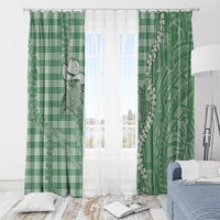 Green Hawaii Palaka Cowboy Turtle Window Curtain Hawaiian Paniolo Puakenikeni Maile Lei - Polynesian Pride