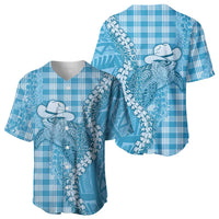 Blue Hawaii Palaka Cowboy Turtle Baseball Jersey Hawaiian Paniolo Puakenikeni Maile Lei DT05 - Polynesian Pride