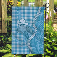 Blue Hawaii Palaka Cowboy Turtle Garden Flag Hawaiian Paniolo Puakenikeni Maile Lei DT05 Garden Flag Blue - Polynesian Pride
