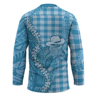 Blue Hawaii Palaka Cowboy Turtle Hockey Jersey Hawaiian Paniolo Puakenikeni Maile Lei DT05 - Polynesian Pride